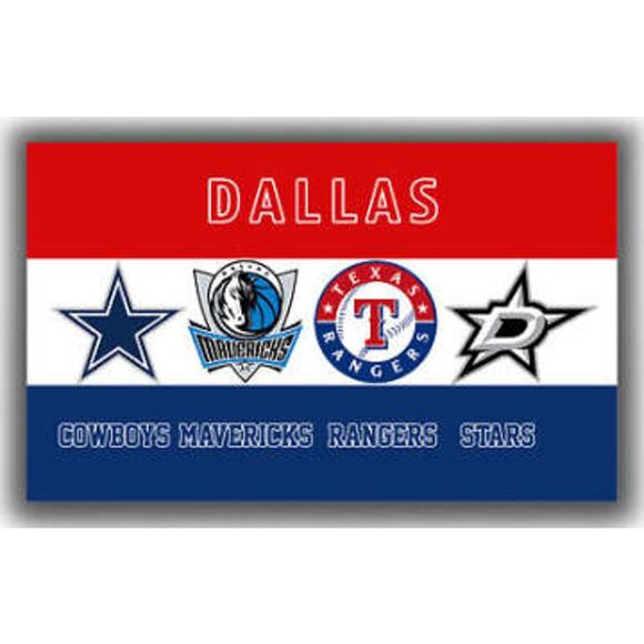 Dallas Teams Flag Banner New 3x5 Ft Cowboys‎ Rangers Mavs Stars Mancave Garage - Picture 1 of 3